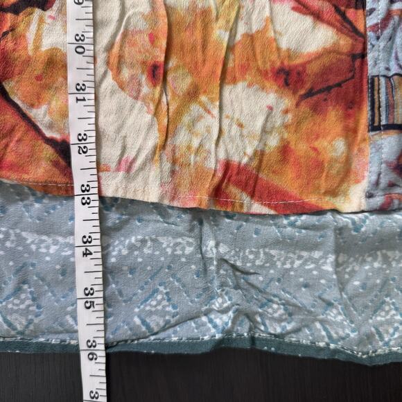 John Mark Tunic Top Womens Medium Boho Patchwork Butterfly Floral Long Shirt M - Picture 11 of 12